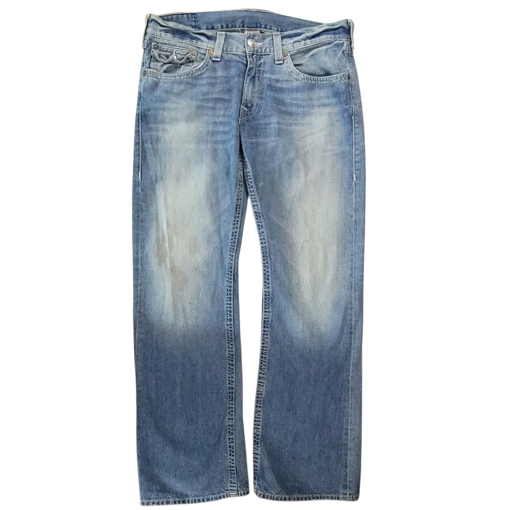 True Religion Mens Billy Light Blue Bootcut Jeans Size 36